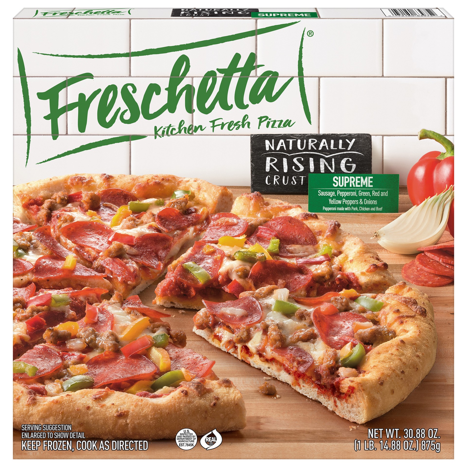 slide 1 of 5, Freschetta Classic Supreme Naturally Rising Crust Frozen Pizza, 30.88 oz