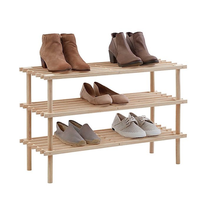 slide 1 of 1, SALT 3-Tier Wood Shoe Rack, 1 ct