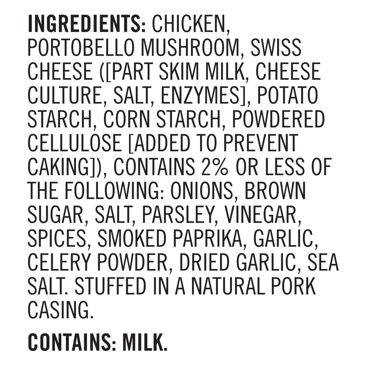 slide 5 of 5, Aidells Smoked Chicken Sausage, Portobello & Swiss Cheese, 12 oz. (4 Fully Cooked Links), 340.19 g