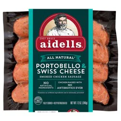Aidells Smoked Chicken Sausage, Portobello & Swiss Cheese, 12 oz. (4 Fully Cooked Links)