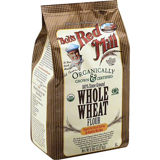 slide 2 of 2, Bob's Red Mill Organic Whole Wheat Stone Ground Flour, 5 lb