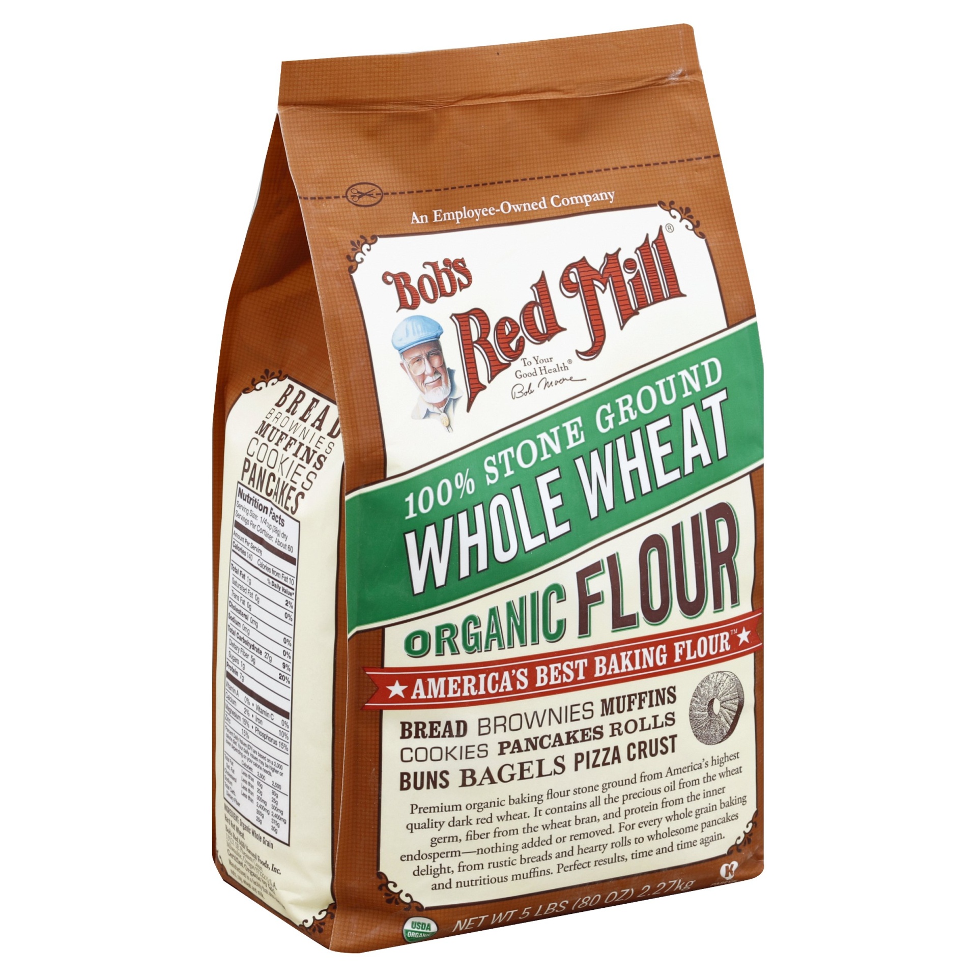 slide 1 of 2, Bob's Red Mill Organic Whole Wheat Stone Ground Flour, 5 lb