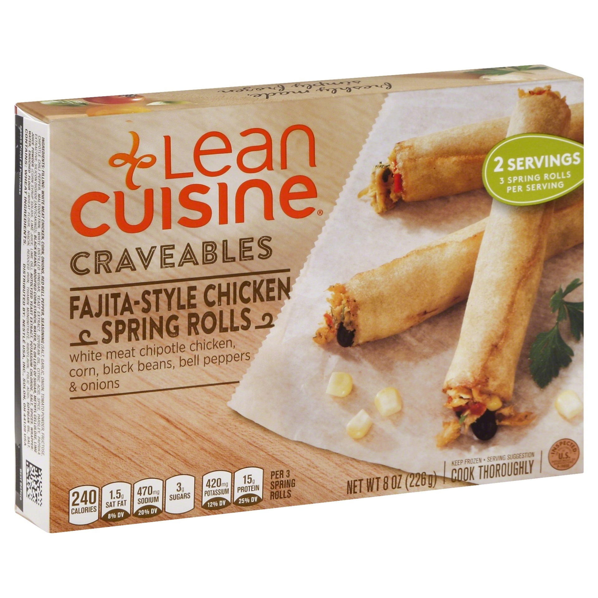 slide 1 of 1, Lean Cuisine Craveables Fajita-Style Chicken Spring Rolls, 8 oz