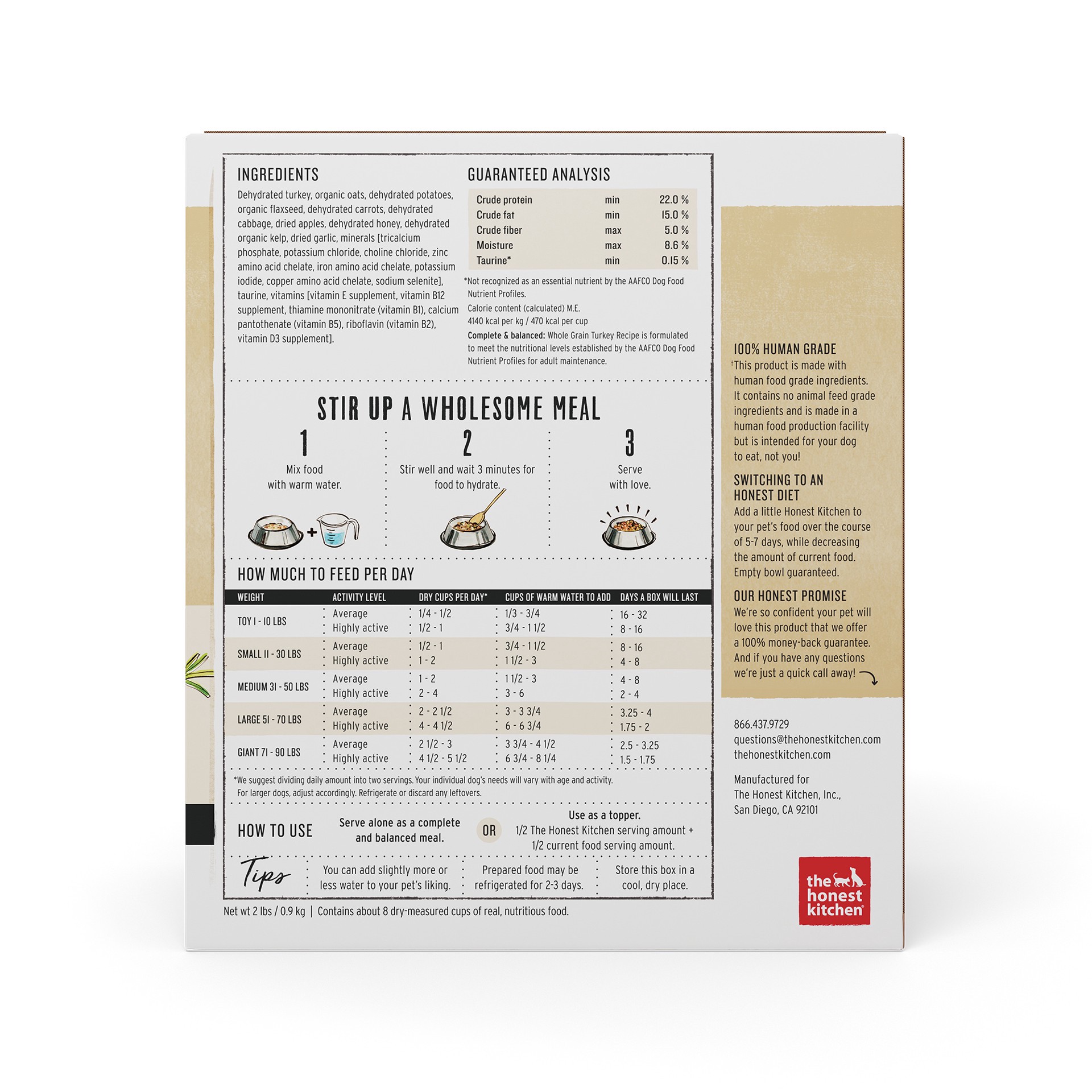 slide 4 of 9, The Honest Kitchen Dehydrated Wholemade™ Whole Grain Turkey Dog Food, 2 lb Bag, 2 lb