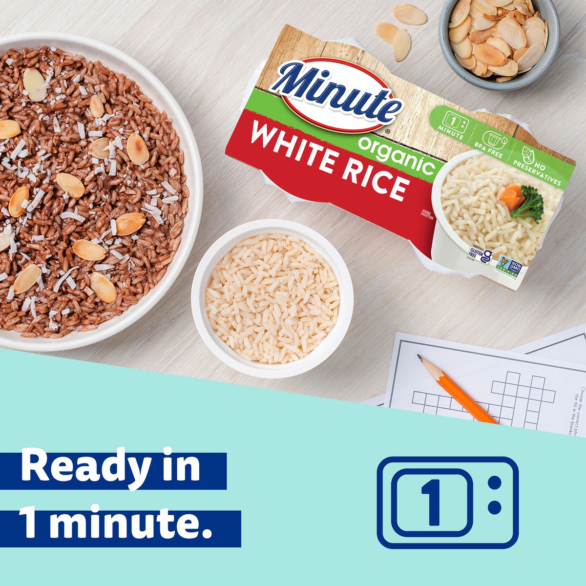 slide 1 of 7, Minute White Rice, Organic, 8.80 oz