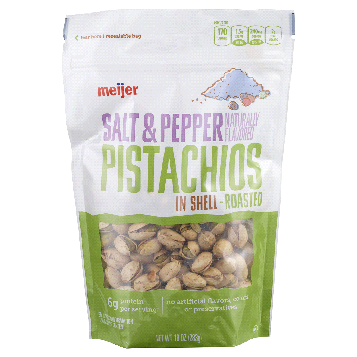 slide 1 of 5, Meijer Salt & Pepper Pistachios, 10 oz