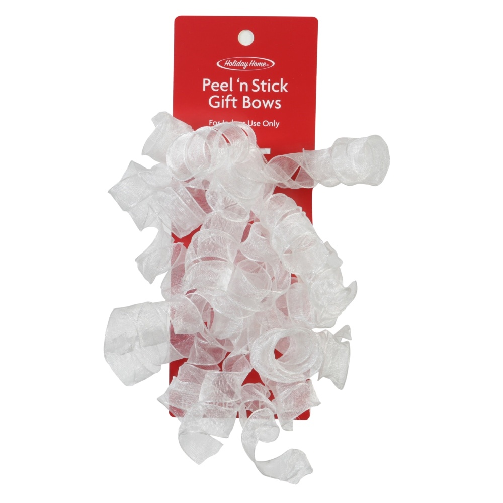 slide 1 of 1, Holiday Home Sheer Curl Swirl Peel N' Stick Gift Bows - White, 2 ct