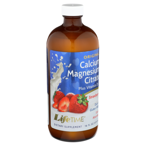 slide 1 of 1, Lifetime Strawberry Calcium Magnesium Citrate, 16 fl oz