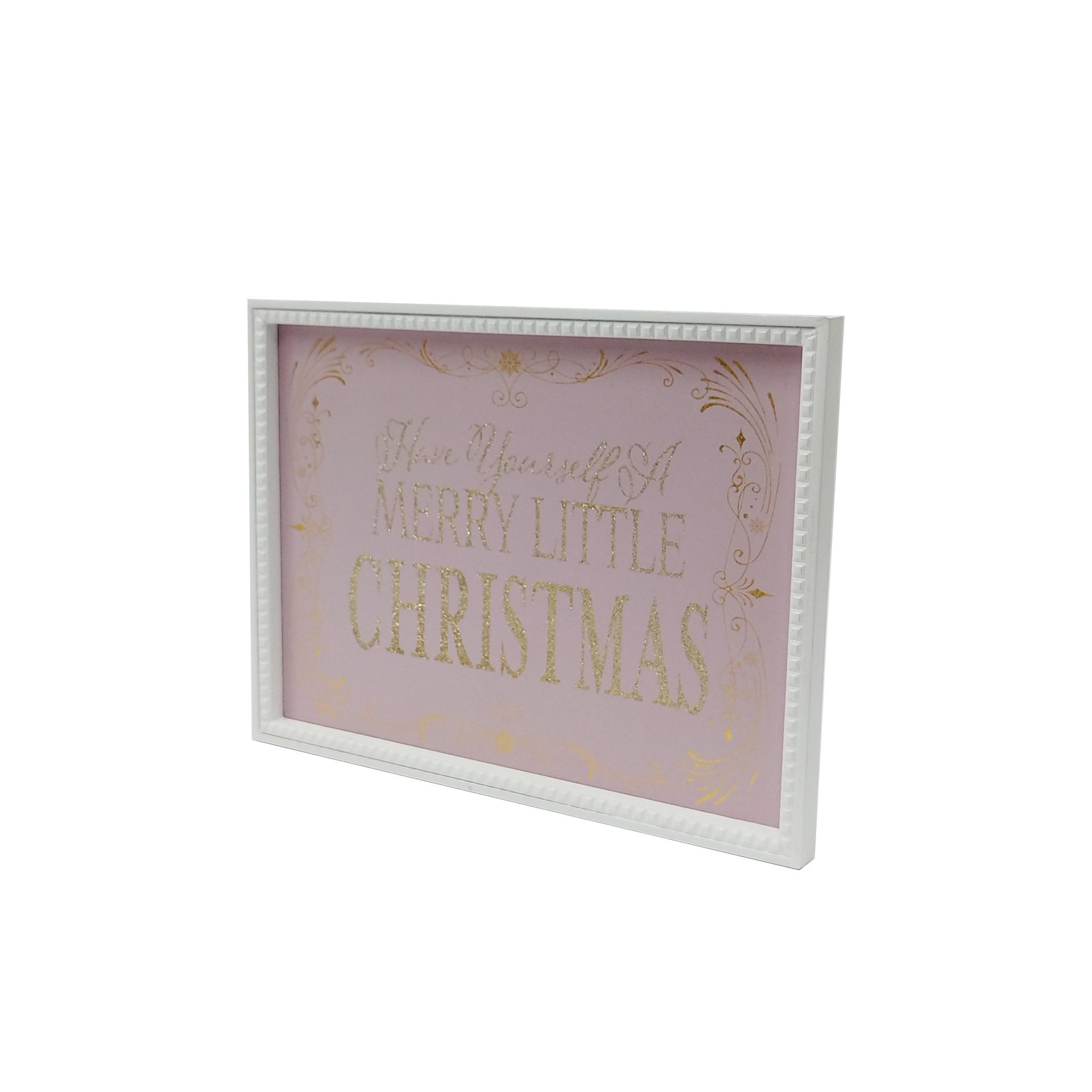 slide 2 of 3, 15.75" Pink Merry Little Christmas Wall Sign In White Frame By Ashland, 11.75 in x 15.75 in