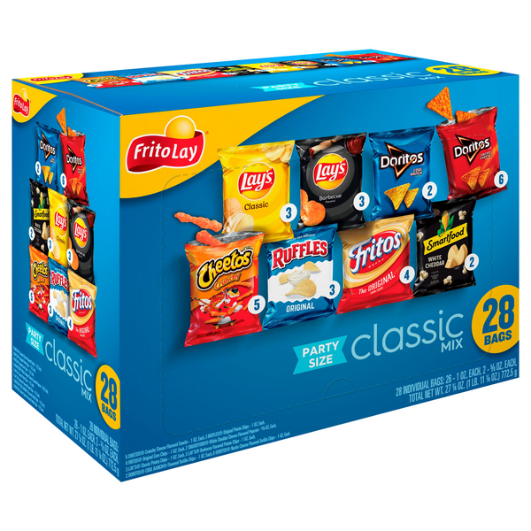 slide 1 of 1, Frito-Lay Party Size Classic Mix Chip Bags, 28 ct