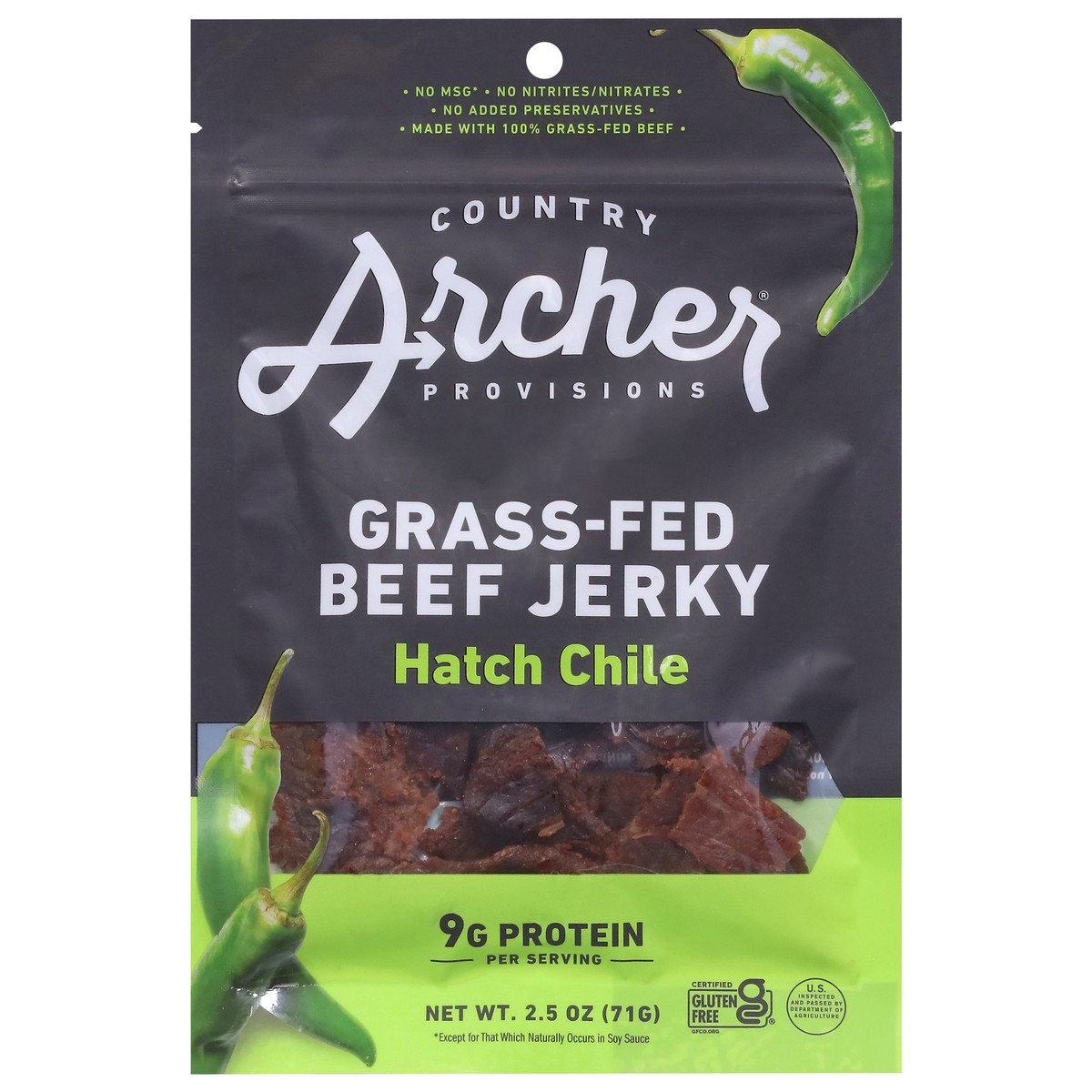 slide 2 of 13, Country Archer Hatch Chile Beef Jerky 2.5 oz, 2.5 oz