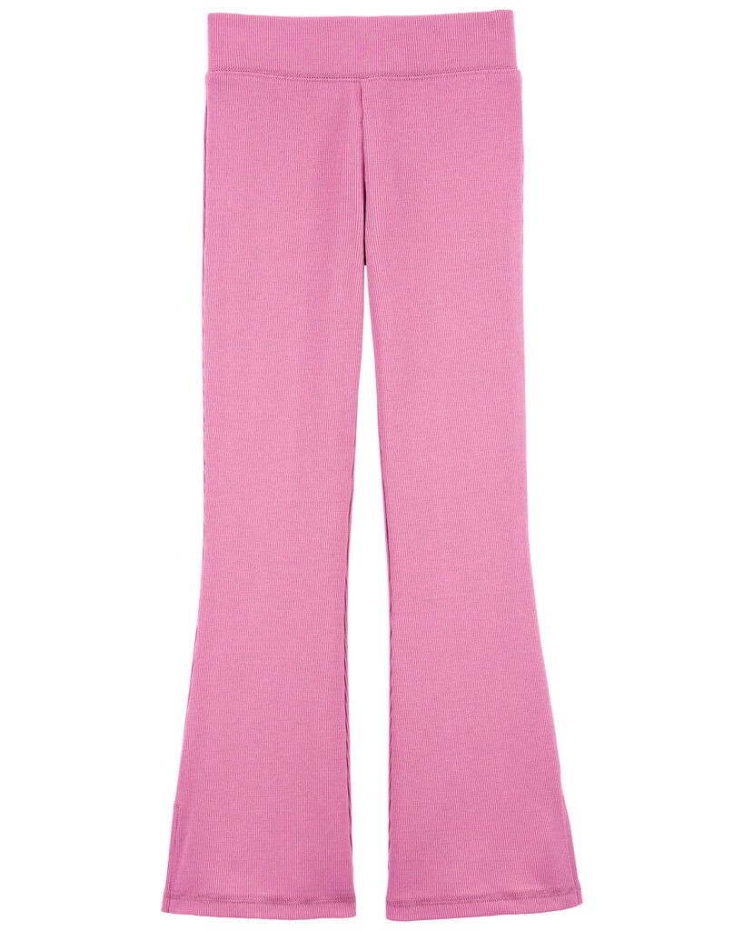 slide 3 of 4, Oshkosh Kid High-Rise Ribbed Flare Pants Pink 7, 1 ct