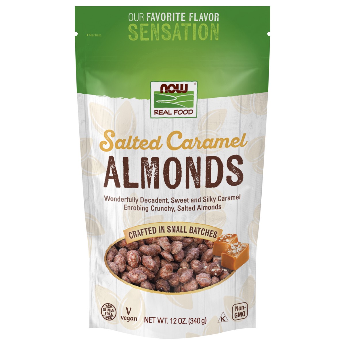 slide 6 of 8, NOW Natural Foods Almonds, Salted Caramel - 12 oz., 12 oz