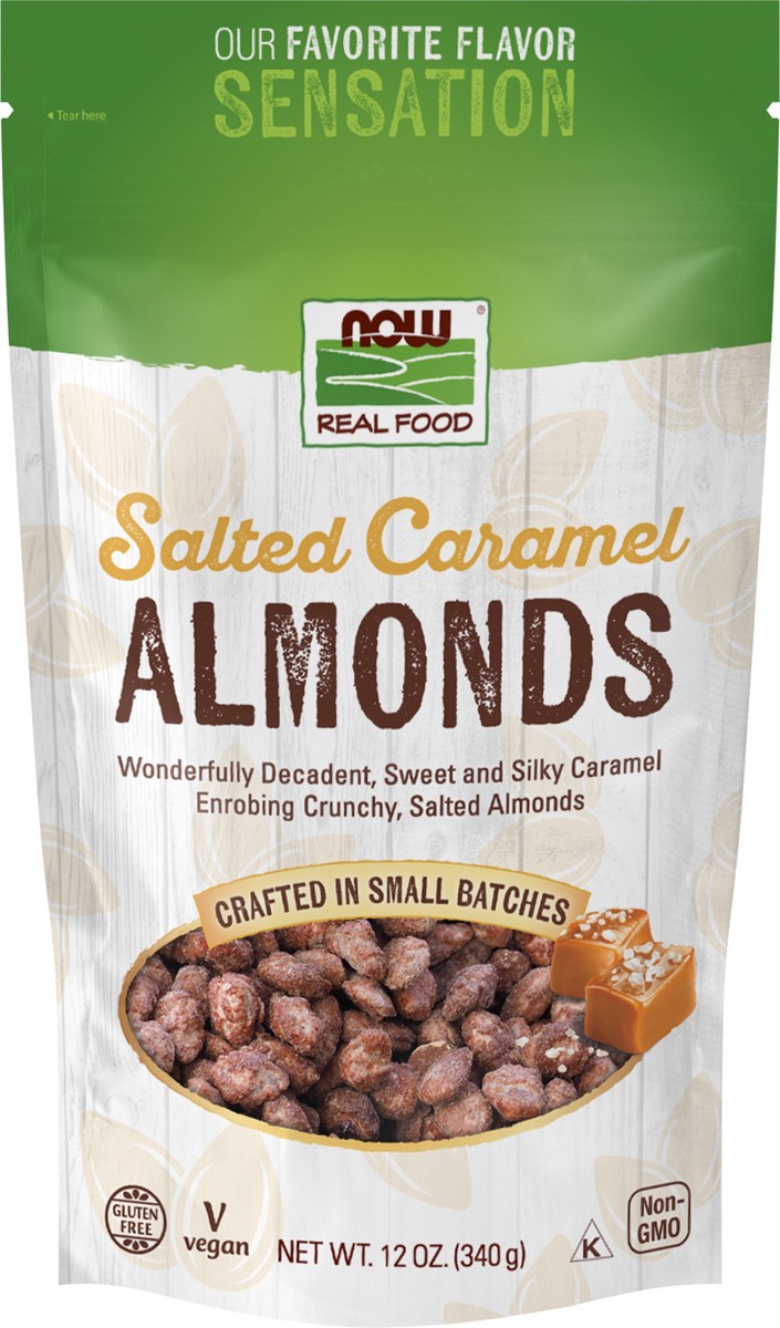 slide 2 of 8, NOW Natural Foods Almonds, Salted Caramel - 12 oz., 12 oz