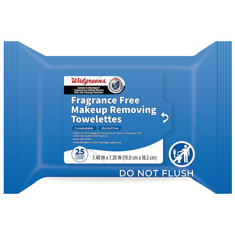 slide 1 of 3, Walgreens Makeup Removing Towelettes Fragrance Free, 25 ct