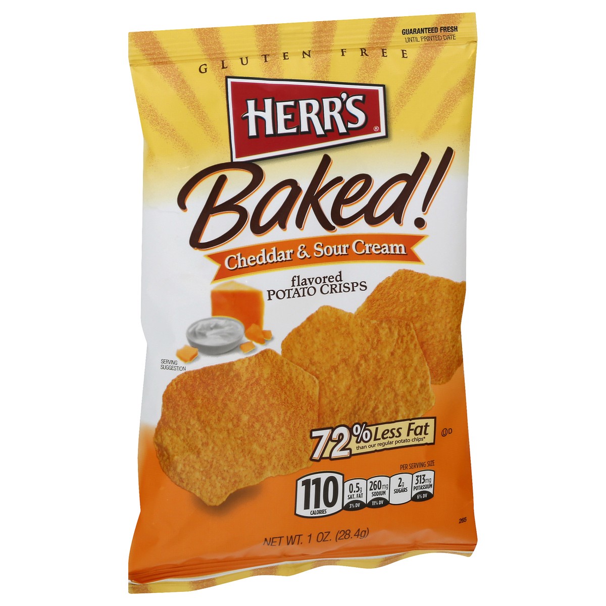 slide 7 of 9, Herr's Baked Cheddar & Sour Cream Flavored Potato Crisps 1 oz, 1 oz