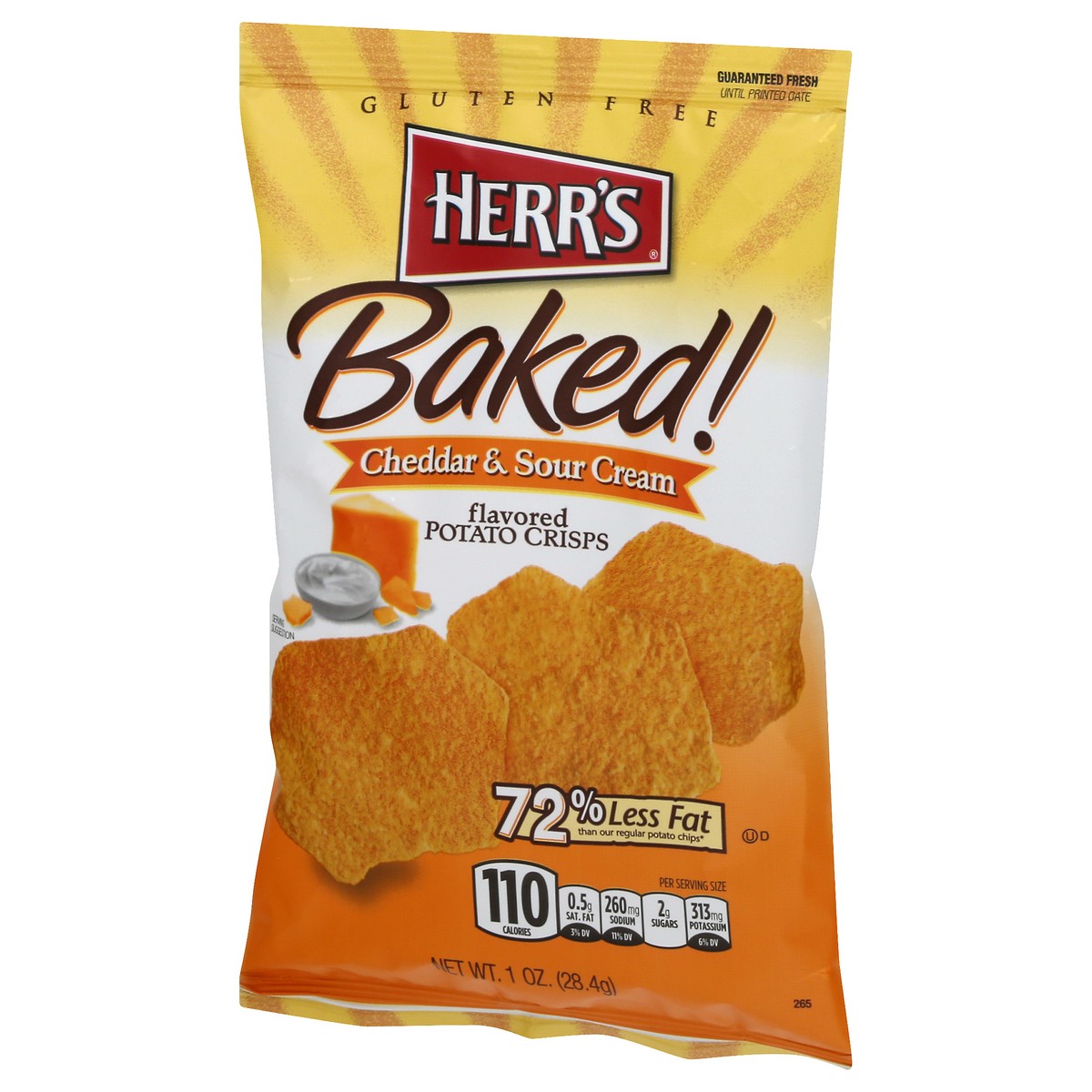 slide 4 of 9, Herr's Baked Cheddar & Sour Cream Flavored Potato Crisps 1 oz, 1 oz