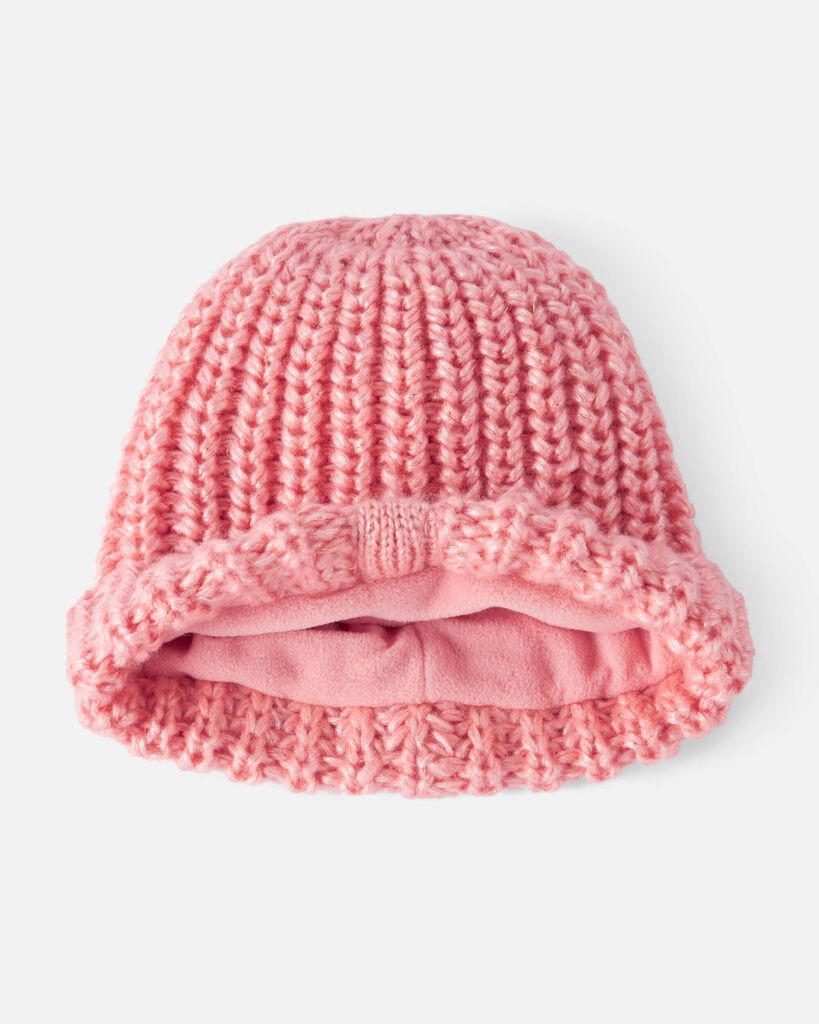 slide 2 of 2, Carter's Baby Girl 2-Piece Shimmer Winter Hat & Mittens - Pink Pink 0-9M, 2 pc