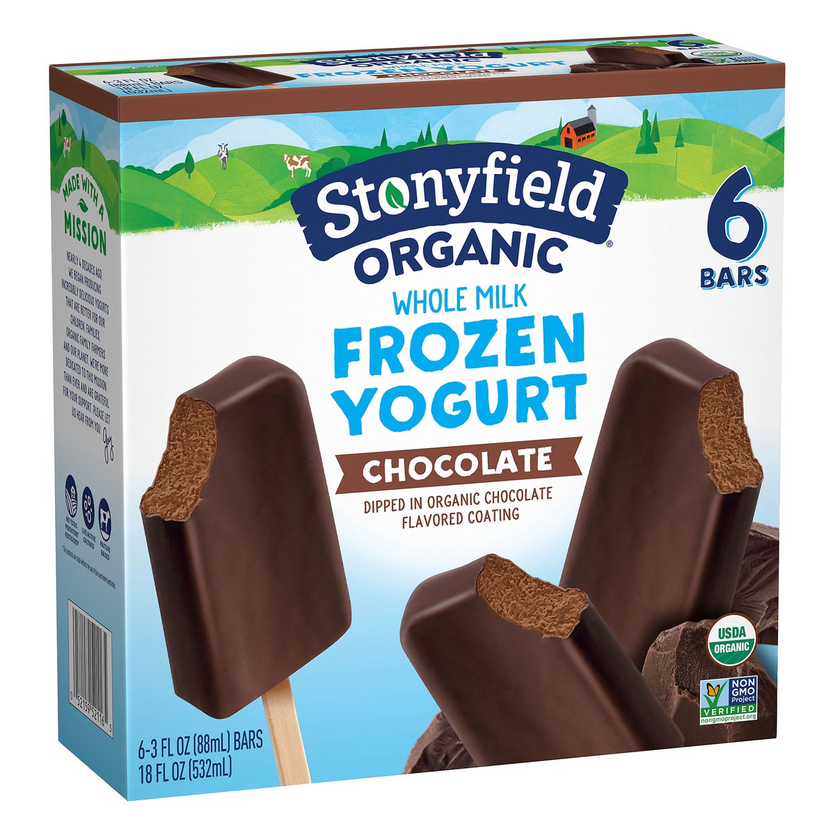 slide 2 of 10, Stonyfield Organic Whole Milk Chocolate Frozen Yogurt Bars, 3 oz