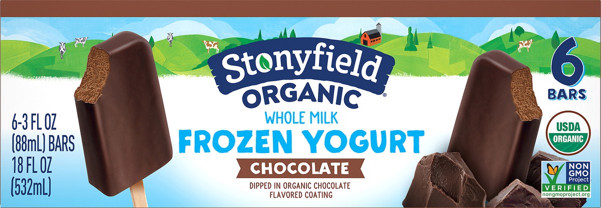 slide 6 of 10, Stonyfield Organic Whole Milk Chocolate Frozen Yogurt Bars, 3 oz