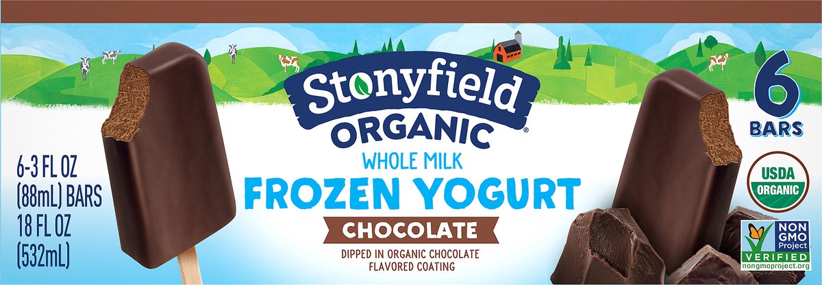 slide 8 of 10, Stonyfield Organic Whole Milk Chocolate Frozen Yogurt Bars, 3 oz