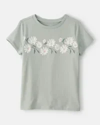 Carters Girls Daisy Floral Short-Sleeve Graphic Tee - Green Green S