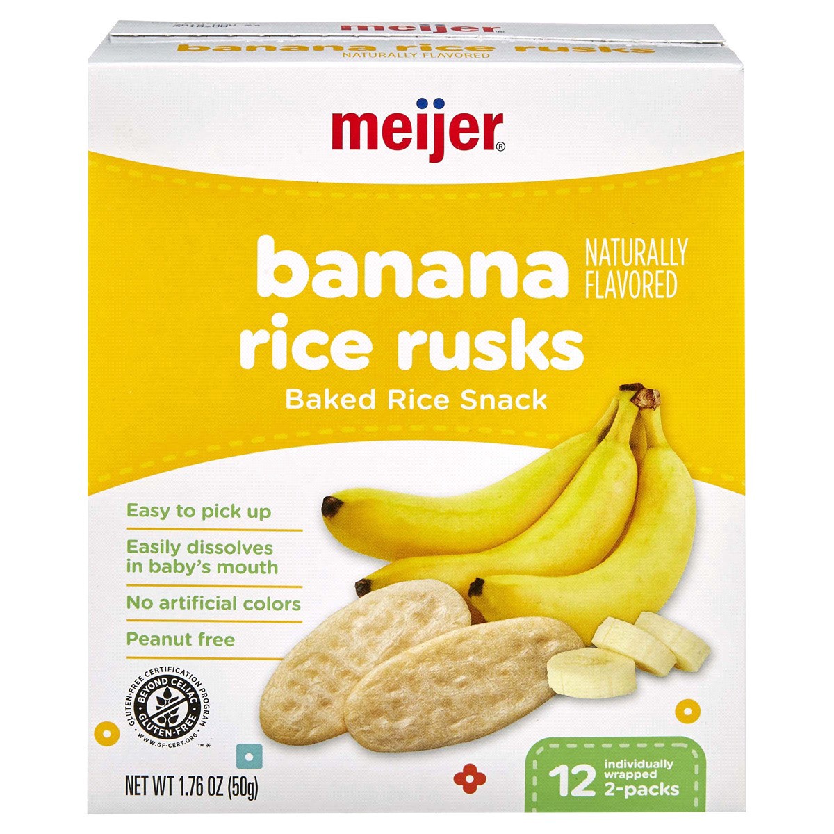 slide 1 of 9, Meijer Baby Banana Rice Rusks, 24 ct