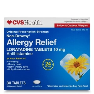 slide 1 of 1, CVS Health Non-Drowsy Allergy Relief Loratadine Tablets, 30 ct; 10 mg