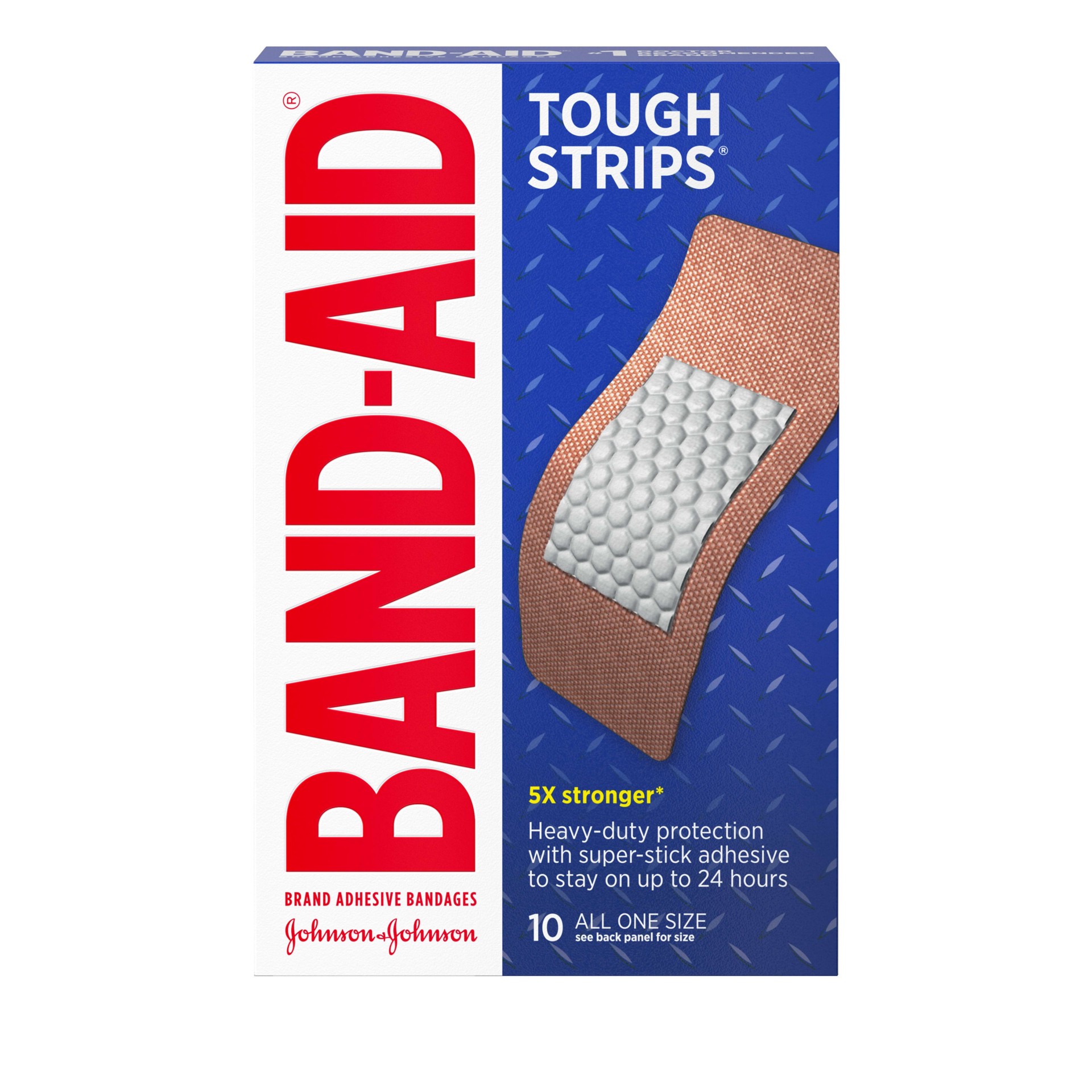 slide 1 of 9, BAND-AID Toughstrips Extra Large Bandages, 10 ct