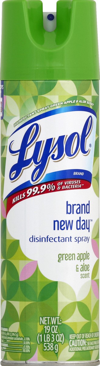 slide 6 of 6, Lysol Brand New Day Green Apple & Aloe Scent Disinfectant Spray, 19 oz