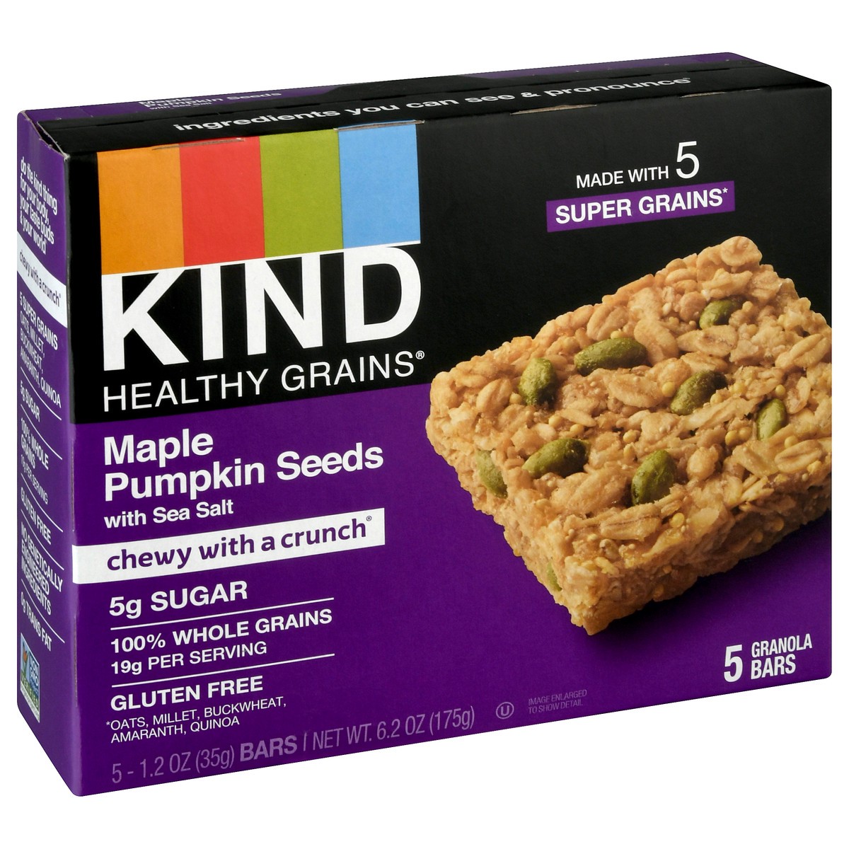 slide 2 of 9, KIND Healthy Grains Maple Pumpkin Seeds with Sea Salt Granola Bars 5 ea, 5 ct; 1.24 oz