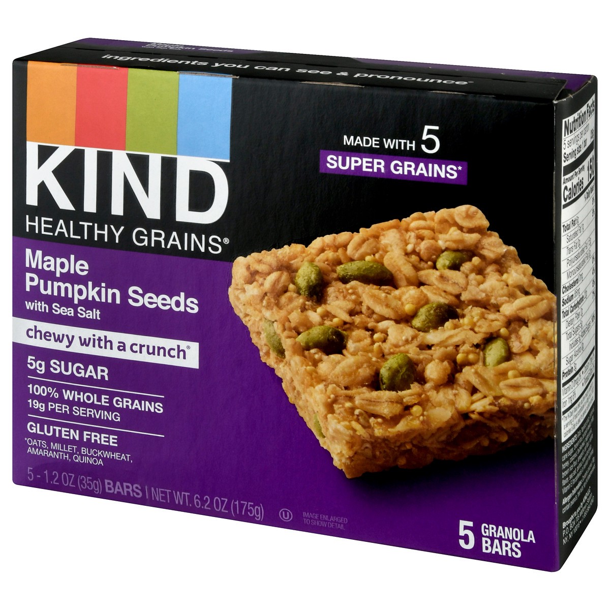 slide 3 of 9, KIND Healthy Grains Maple Pumpkin Seeds with Sea Salt Granola Bars 5 ea, 5 ct; 1.24 oz