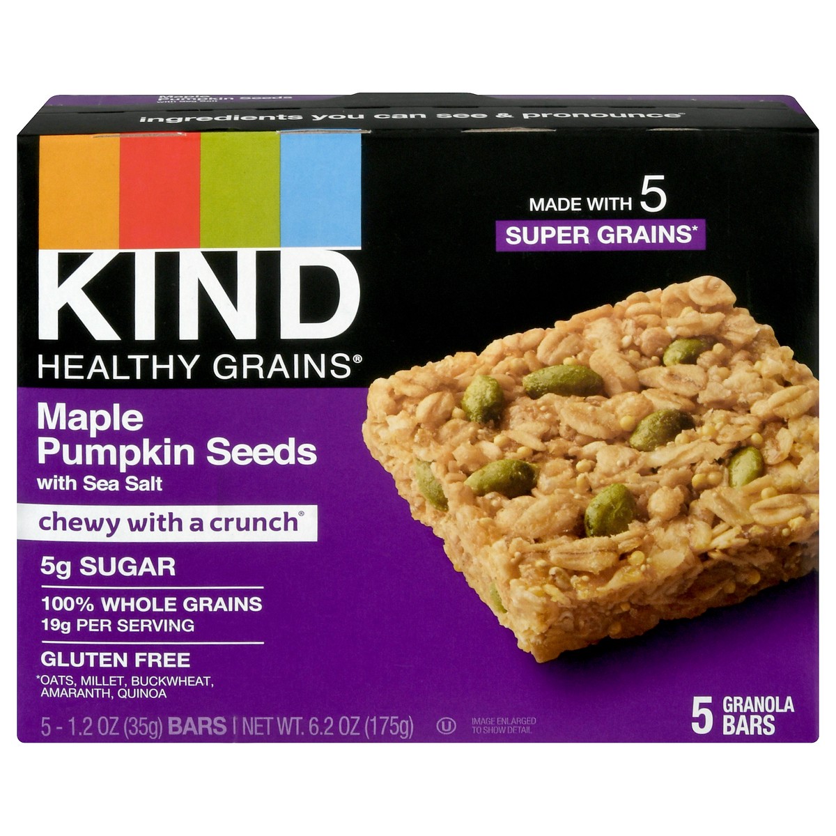 slide 1 of 9, KIND Healthy Grains Maple Pumpkin Seeds with Sea Salt Granola Bars 5 ea, 5 ct; 1.24 oz