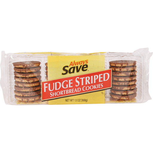 slide 1 of 1, Always Save Fudge Striped Shortbread Cookies, 13 oz