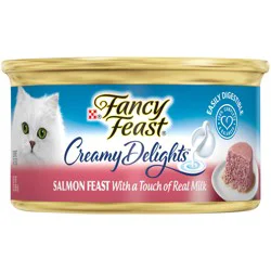 Fancy Feast Purina Fancy Feast Pate Wet Cat Food, Creamy Delights Salmon Feast With a Touch of Real Milk - 3 oz. Can