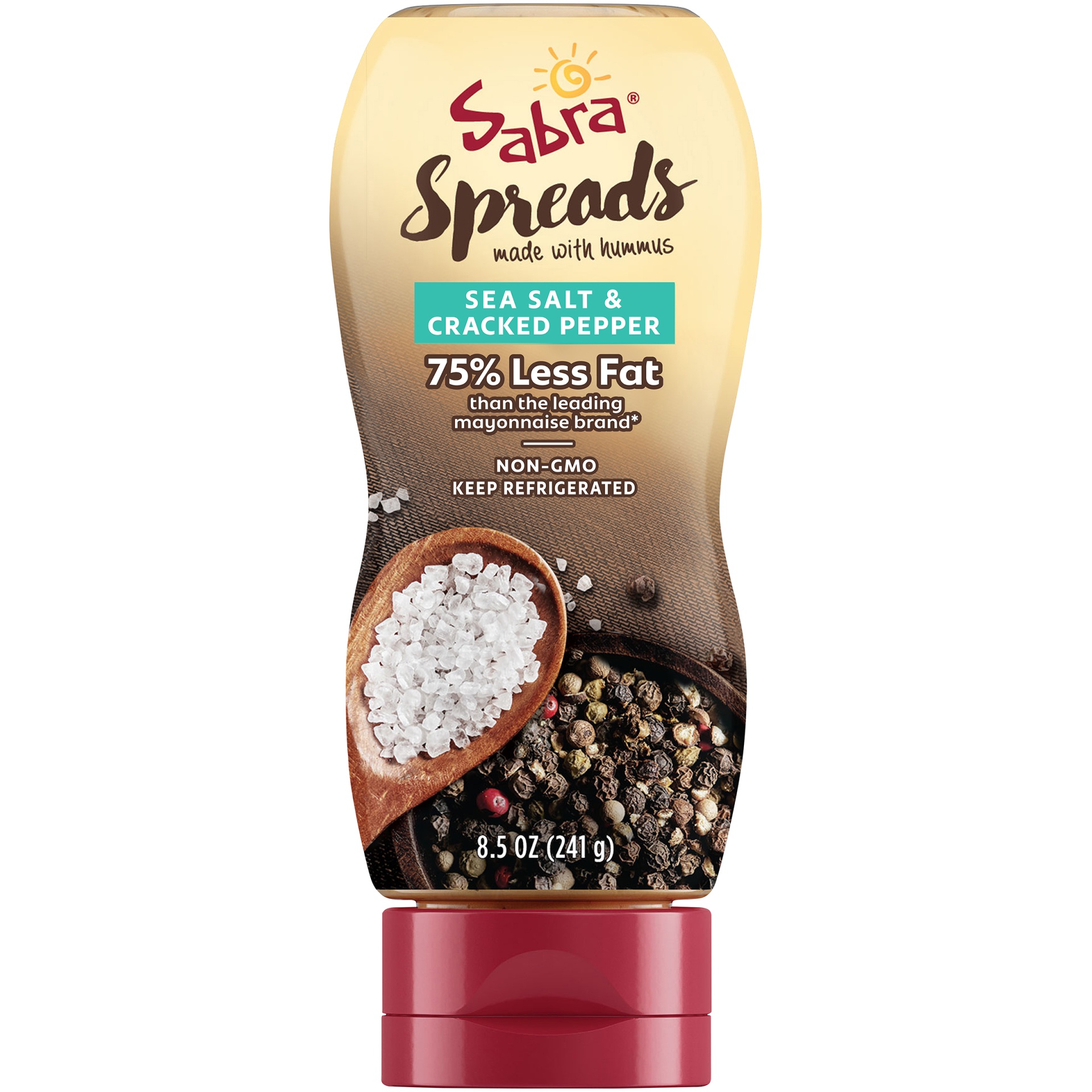 slide 1 of 2, Sabra Spreads Sea Salt & Cracked Pepper, 8.5 oz