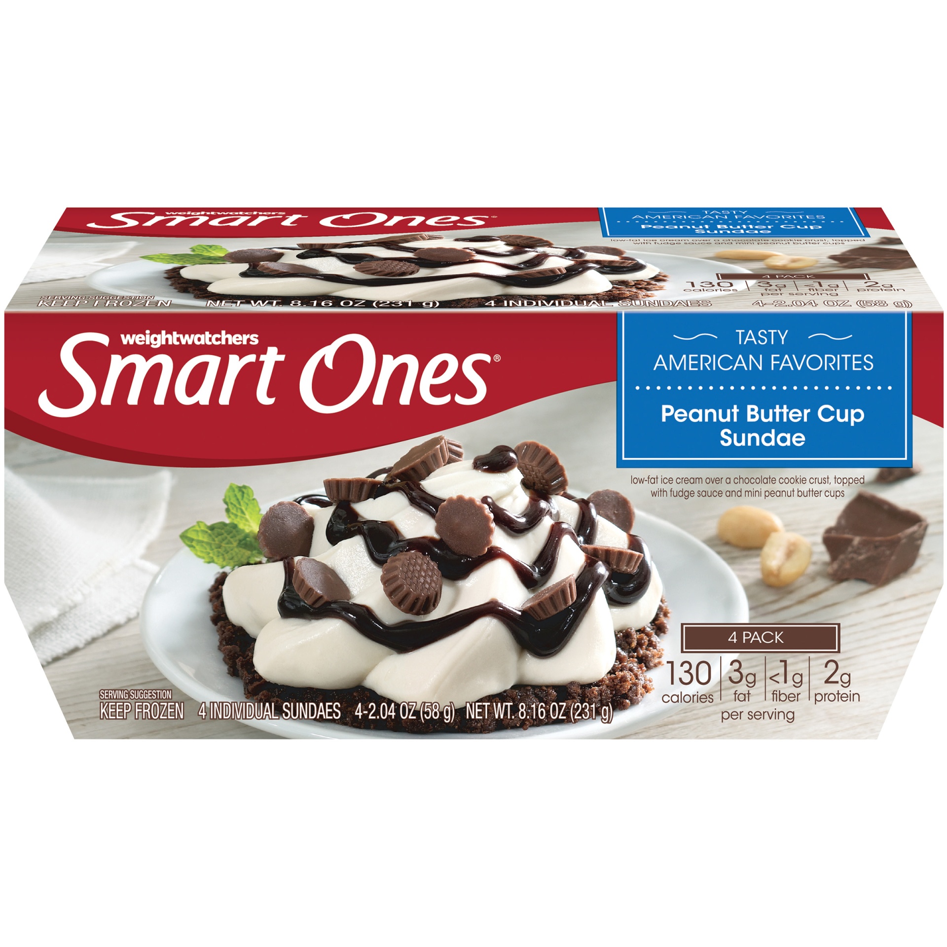 slide 1 of 6, Smart Ones Peanut Butter Cup Sundae Frozen Dessert Pack Cups, 4 ct; 2.04 oz