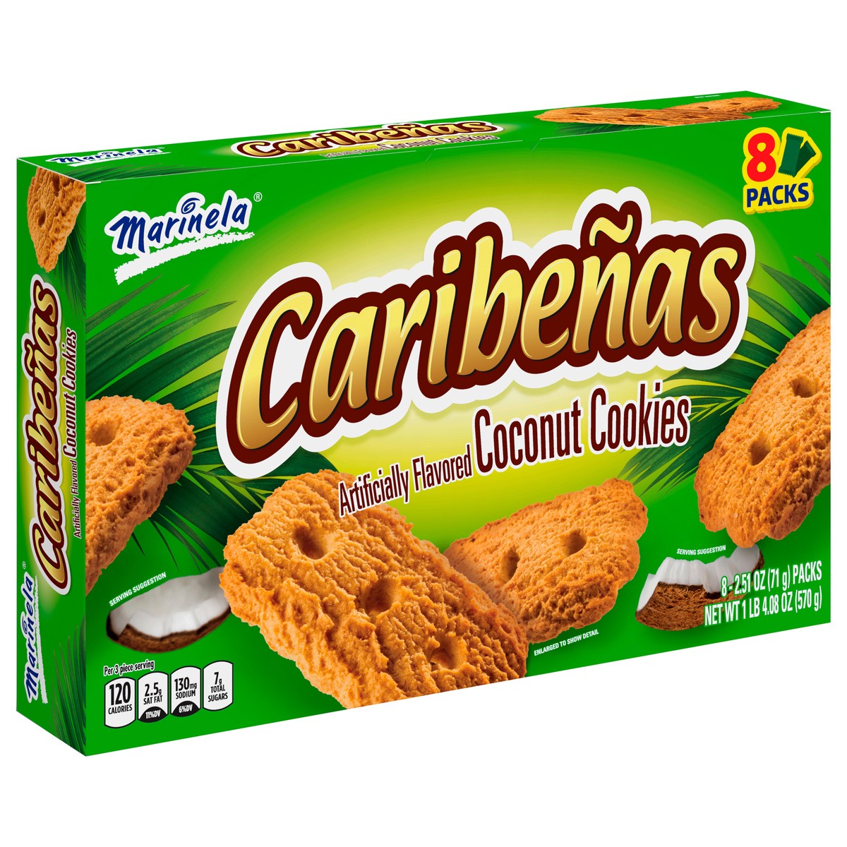 slide 3 of 9, Marinela Caribeñas Coconut Cookies, 8 packs, Cookies, 20.08 oz Multipack, 8 ct