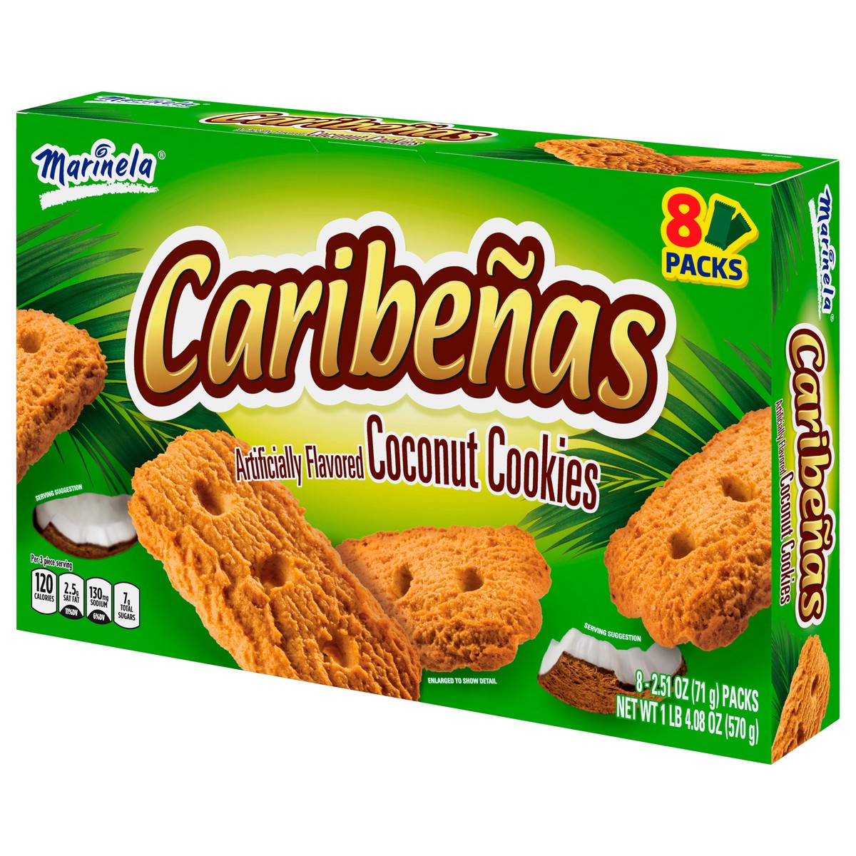 slide 6 of 9, Marinela Caribeñas Coconut Cookies, 8 packs, Cookies, 20.08 oz Multipack, 8 ct