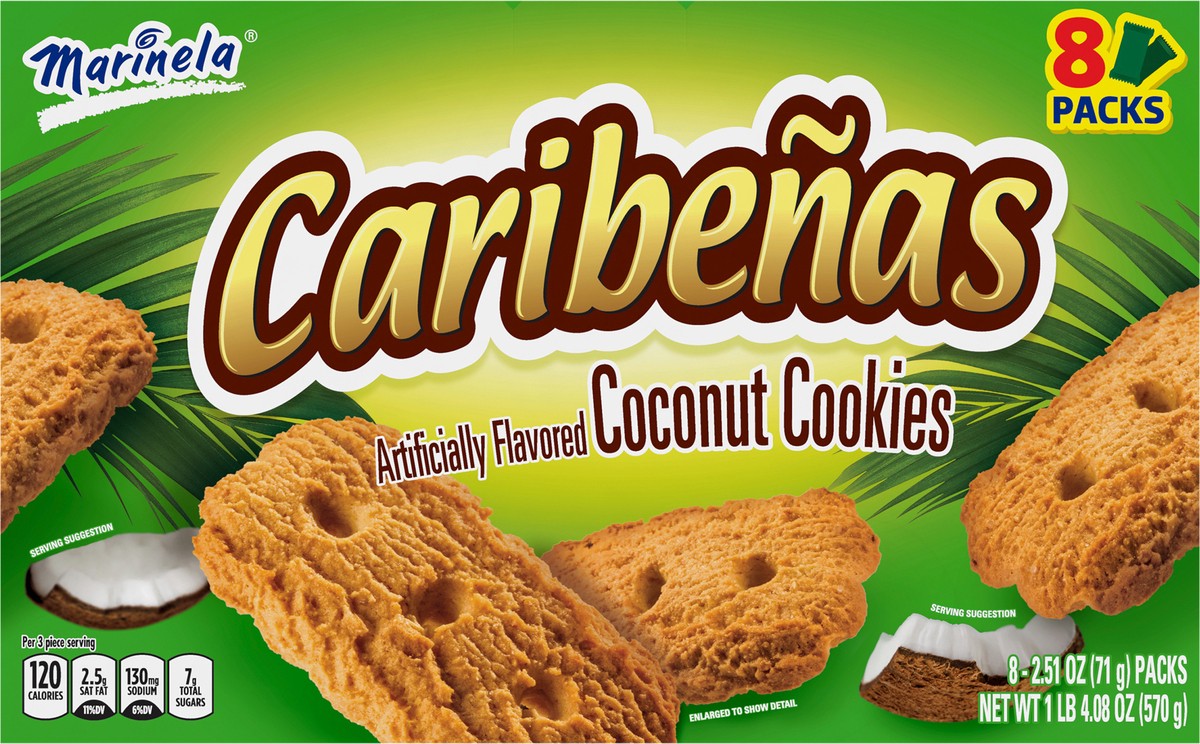 slide 9 of 9, Marinela Caribeñas Coconut Cookies, 8 packs, Cookies, 20.08 oz Multipack, 8 ct