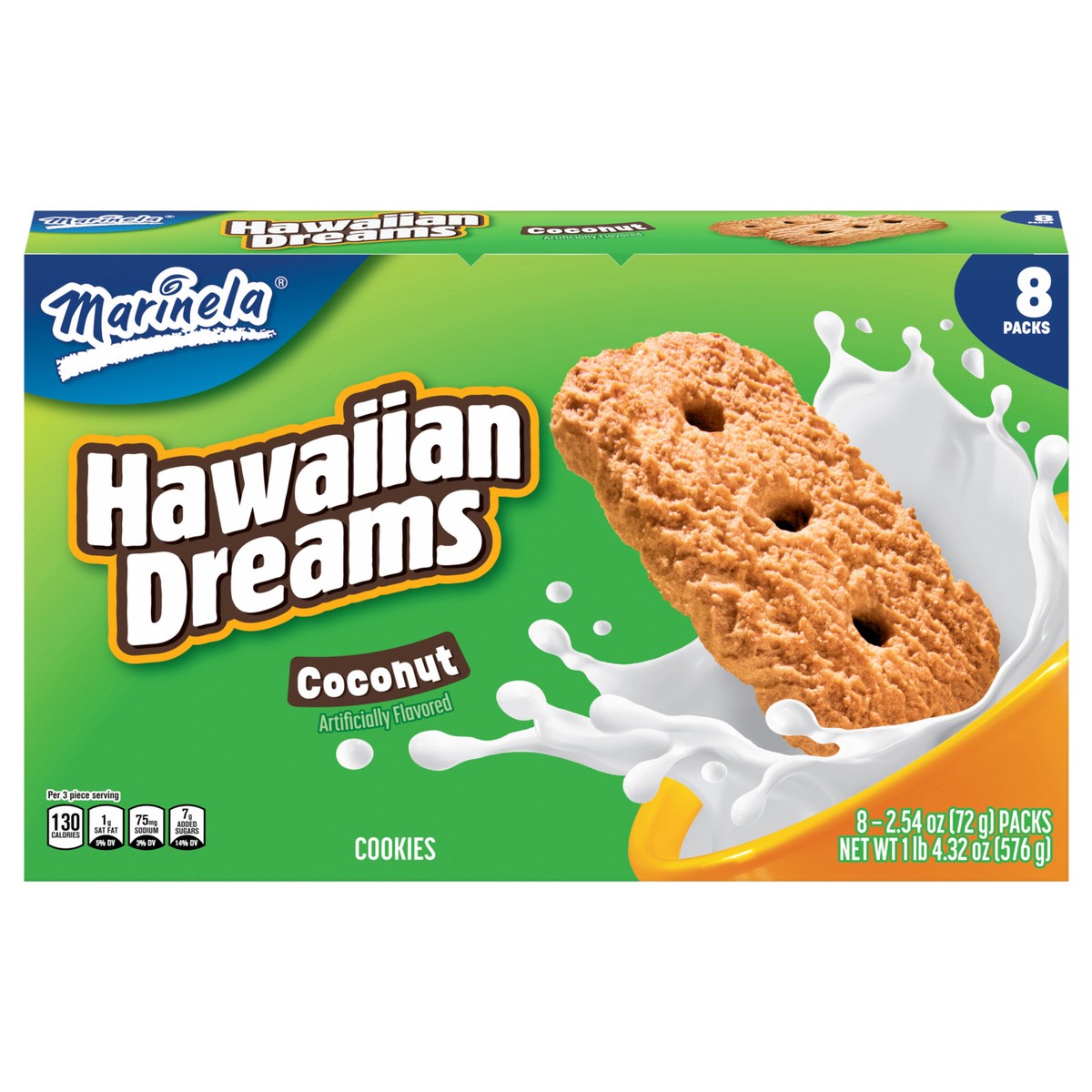 slide 1 of 9, Marinela Hawaiian Dreams Coconut Cookies, 8 packs, 20.32 oz, 8 ct
