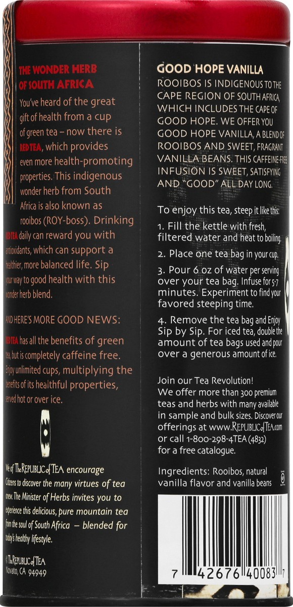 slide 2 of 9, The Republic of Tea African Rooibos Herb Good Hope Vanilla Red Tea - 36 ct, 36 ct