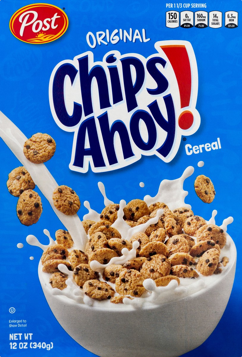 slide 4 of 9, Post Chips Ahoy! Breakfast Cereal, 12 Ounce boxes, 12 oz