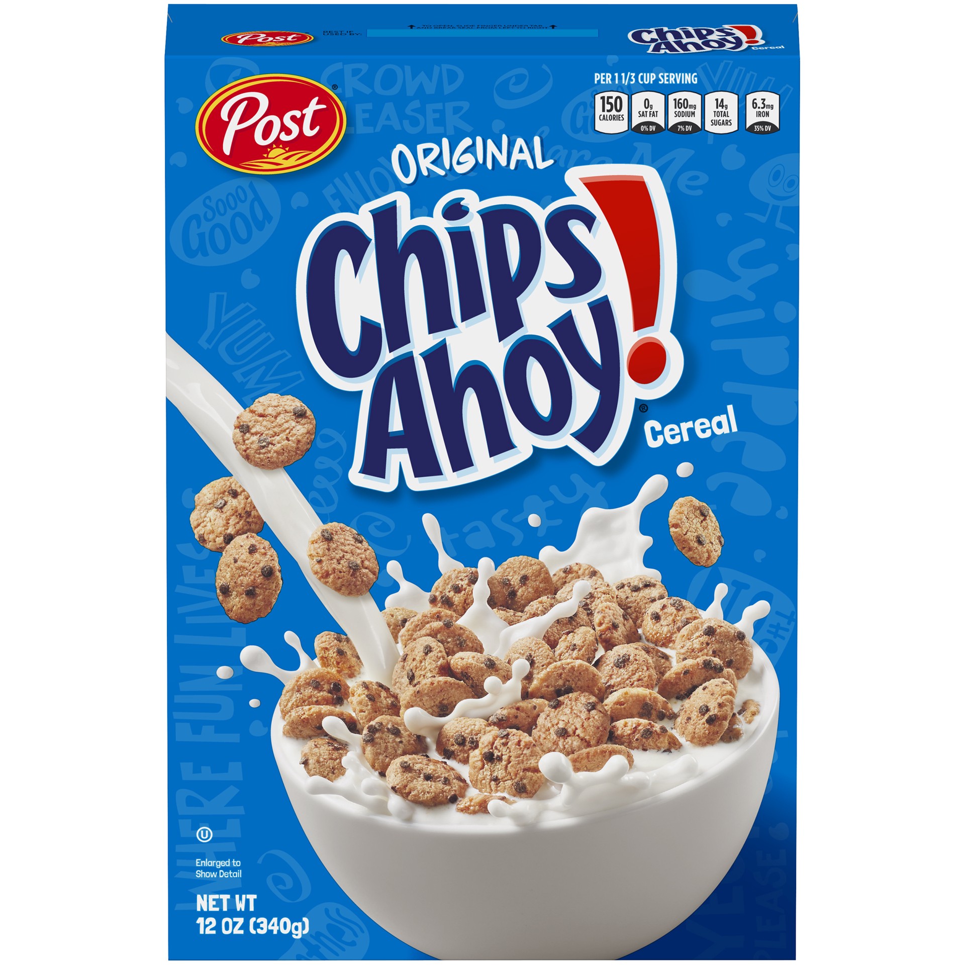 slide 1 of 9, Post Chips Ahoy! Breakfast Cereal, 12 Ounce boxes, 12 oz