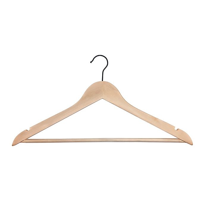 slide 1 of 1, Simply Essential Wood Suit Hangers with Black Hooks, 10 ct