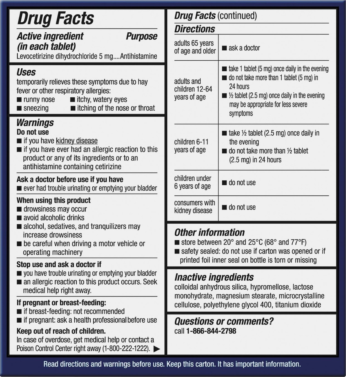 slide 11 of 11, Xyzal Allergy Tablets 24-Hour Allergy Relief, Original Prescription Strength, 45-Count, 45 ct
