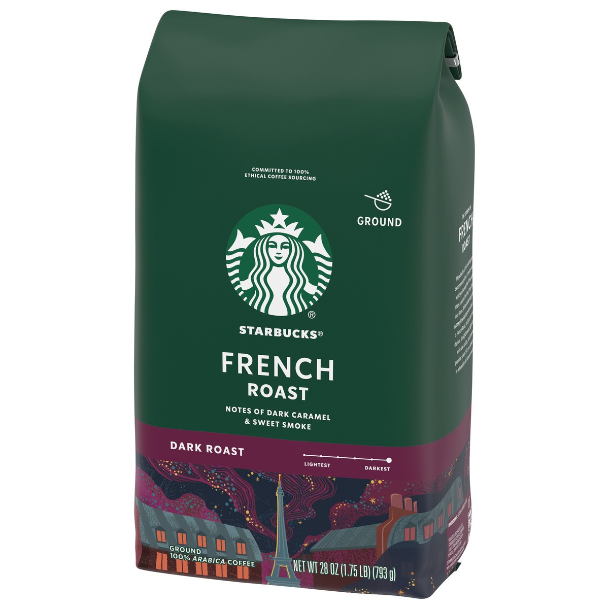 slide 8 of 9, Starbucks Ground Coffee, Dark Roast Coffee, French Roast, 100% Arabica, 1 bag (28 oz), 28 oz