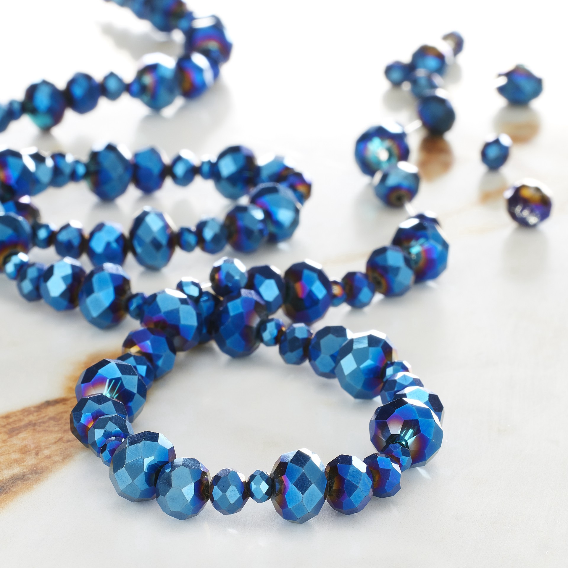 slide 3 of 3, Sapphire Aurora Borealis Faceted Glass Round Beads By Bead Landing, 3mm-8mm