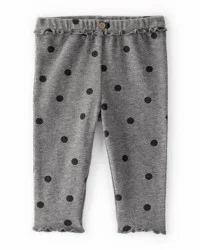 Carter's Baby Girl Flutter-Waist Polka Dot Pants - Grey - 12M
