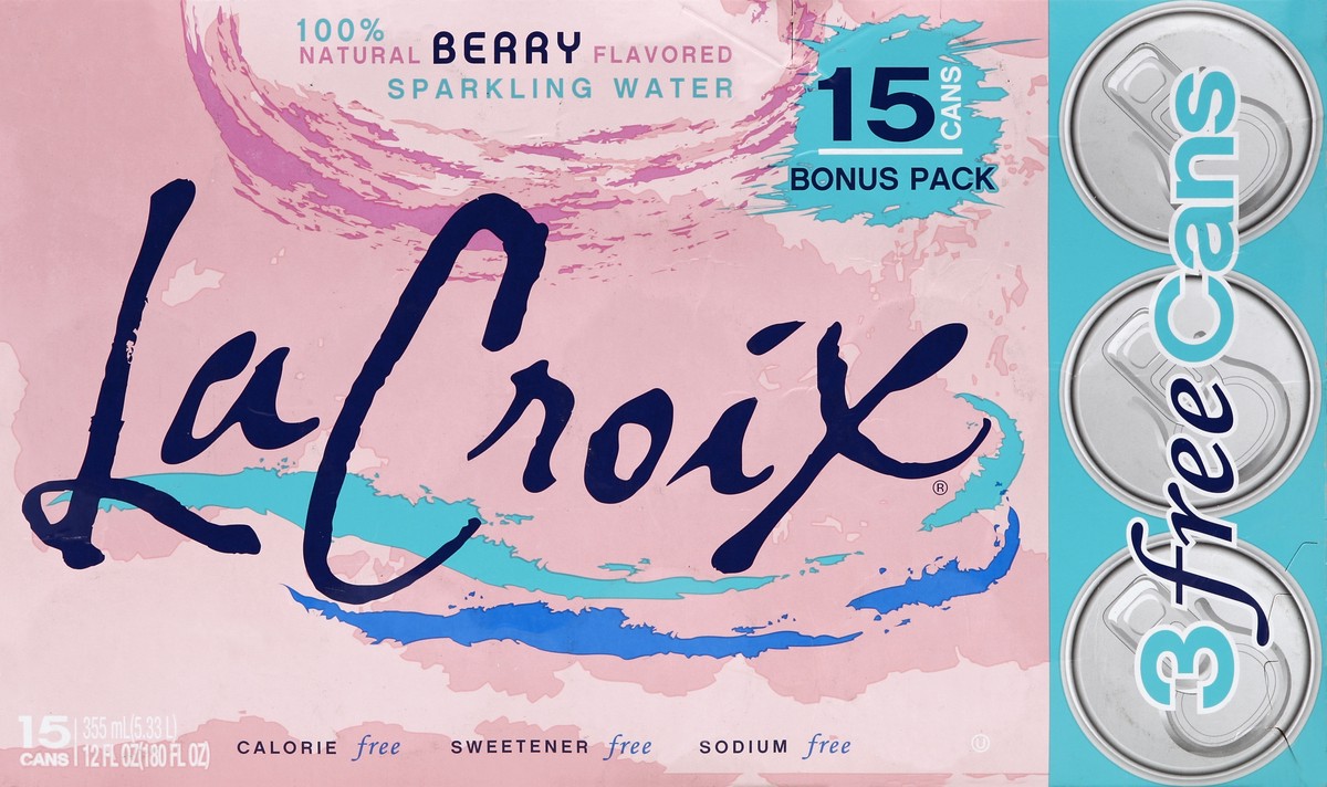 slide 4 of 6, La Croix Berry Flavored Sparkling Water, 15 ct; 12 fl oz